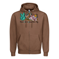 Chestnut Peace Love Landrace Pig Zipper Hoodie - LillyAllenDesigns