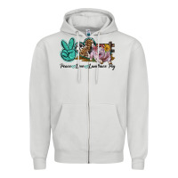 Dove Grey Peace Love Landrace Pig Zipper Hoodie - LillyAllenDesigns