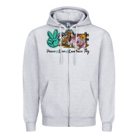 Heather Grey Peace Love Landrace Pig Zipper Hoodie - LillyAllenDesigns