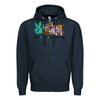 Navy Peace Love Landrace Pig Zipper Hoodie - LillyAllenDesigns