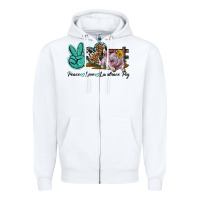 White Peace Love Landrace Pig Zipper Hoodie - LillyAllenDesigns