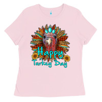 Happy Turkey Day Sunflower Ladies Tee | Teevron