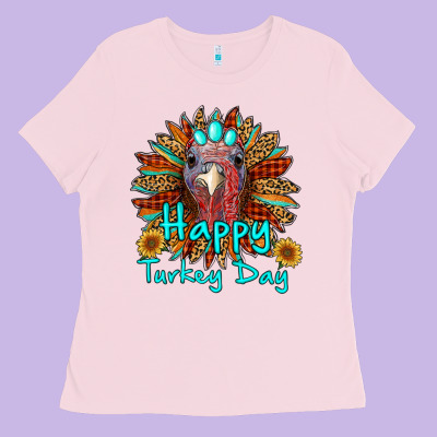 Happy Turkey Day Sunflower Ladies Tee Designed By Ranaportraitstore