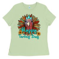 Matcha happy turkey day sunflower Ladies Tee - RanaPortraitStore
