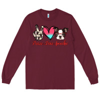 Burgundy Peace Love Frenchie Long Sleeve Tee - Jasminsmagicworld