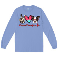 Colony Blue Peace Love Frenchie Long Sleeve Tee - Jasminsmagicworld