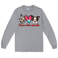 Heather Grey Peace Love Frenchie Long Sleeve Tee - Jasminsmagicworld