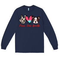Navy Peace Love Frenchie Long Sleeve Tee - Jasminsmagicworld