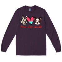 Plum Peace Love Frenchie Long Sleeve Tee - Jasminsmagicworld