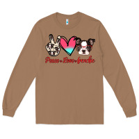 Toasted Coconut Peace Love Frenchie Long Sleeve Tee - Jasminsmagicworld