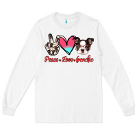 White Peace Love Frenchie Long Sleeve Tee - Jasminsmagicworld