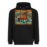 Black galloping horse aztec sunflower Heavyweight Hoodie - Artiststas