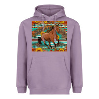 Lavender galloping horse aztec sunflower Heavyweight Hoodie - Artiststas