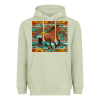Matcha galloping horse aztec sunflower Heavyweight Hoodie - Artiststas