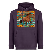 Plum galloping horse aztec sunflower Heavyweight Hoodie - Artiststas