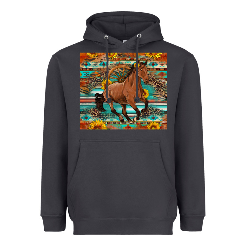 Galloping Horse Aztec Sunflower Heavyweight Hoodie by Artiststas | Teevron