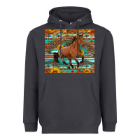 Smoke galloping horse aztec sunflower Heavyweight Hoodie - Artiststas