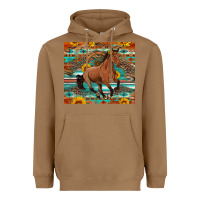 Toasted Coconut galloping horse aztec sunflower Heavyweight Hoodie - Artiststas