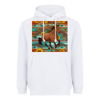 White galloping horse aztec sunflower Heavyweight Hoodie - Artiststas