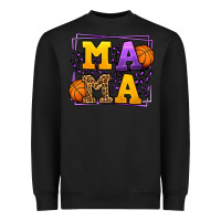 Black Purple and gold Basketball leopard frame Mama Heavyweight Sweatshirt - LillyAllenDesigns