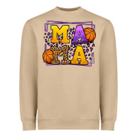Purple And Gold Basketball Leopard Frame Mama Heavyweight Sweatshirt | Teevron