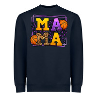Navy Purple and gold Basketball leopard frame Mama Heavyweight Sweatshirt - LillyAllenDesigns