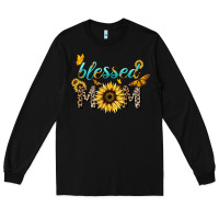 Black Blessed mom sunflower butterfly mother's day Long Sleeve Tee - HowdyJamesFarm