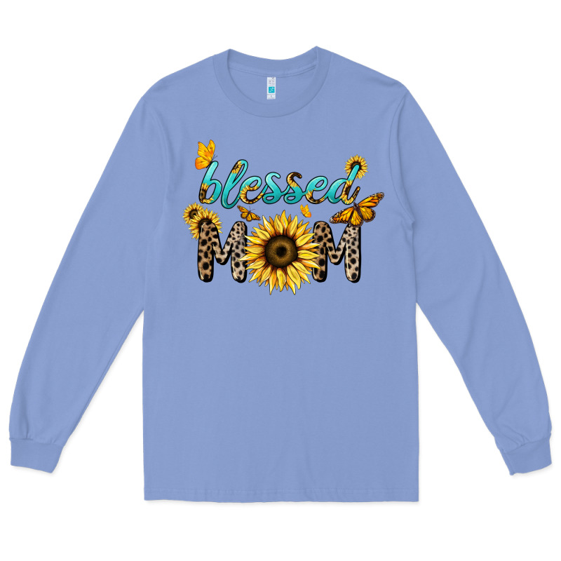 Blessed Mom Sunflower Butterfly Mother's Day Long Sleeve Tee by HowdyJamesFarm | Teevron