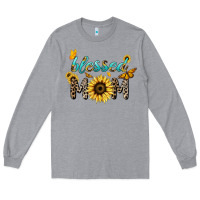 Heather Grey Blessed mom sunflower butterfly mother's day Long Sleeve Tee - HowdyJamesFarm