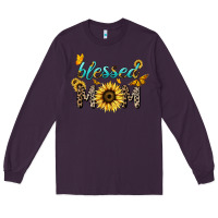 Plum Blessed mom sunflower butterfly mother's day Long Sleeve Tee - HowdyJamesFarm