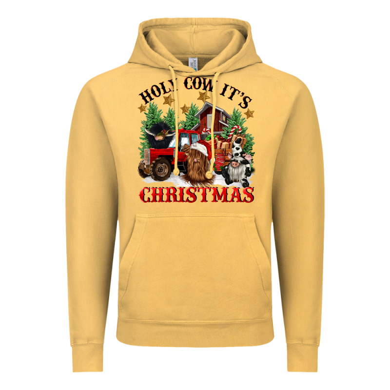 Holy Cow Its Christmas Vintage Hoodie by CowGirlArtShop | Teevron