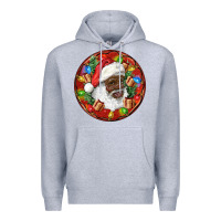 Heather Grey Black Santa Christmas Premium Hoodie - RanaPortraitStore