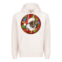 Pale Pink Black Santa Christmas Premium Hoodie - RanaPortraitStore