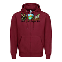 Burgundy Camouflage Peace Love Striped Bass Zipper Hoodie - LillyAllenDesigns