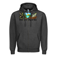 Charcoal Heather Camouflage Peace Love Striped Bass Zipper Hoodie - LillyAllenDesigns