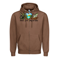 Chestnut Camouflage Peace Love Striped Bass Zipper Hoodie - LillyAllenDesigns