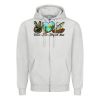 Dove Grey Camouflage Peace Love Striped Bass Zipper Hoodie - LillyAllenDesigns