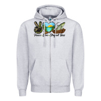 Heather Grey Camouflage Peace Love Striped Bass Zipper Hoodie - LillyAllenDesigns
