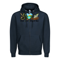 Navy Camouflage Peace Love Striped Bass Zipper Hoodie - LillyAllenDesigns