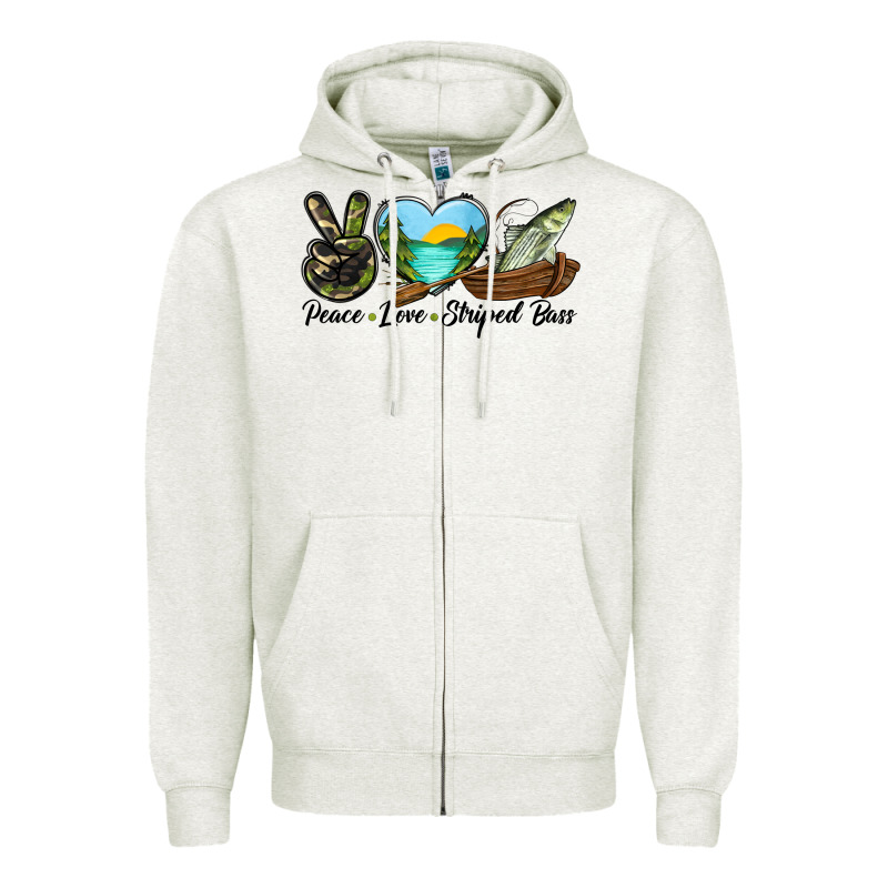 Camouflage Peace Love Striped Bass Zipper Hoodie by LillyAllenDesigns | Teevron