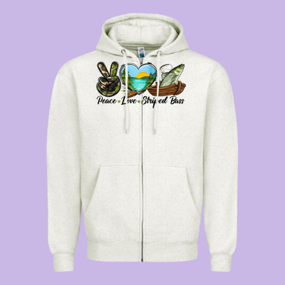 Camouflage Peace Love Striped Bass Zipper Hoodie Designed By Lillyallendesigns