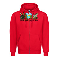 Red Camouflage Peace Love Striped Bass Zipper Hoodie - LillyAllenDesigns