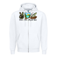 White Camouflage Peace Love Striped Bass Zipper Hoodie - LillyAllenDesigns