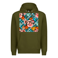 Army Green fall pig seamless pattern Premium Hoodie - BundleAndBundleShop