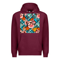 Burgundy fall pig seamless pattern Premium Hoodie - BundleAndBundleShop