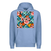 Colony Blue fall pig seamless pattern Premium Hoodie - BundleAndBundleShop
