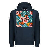 Navy fall pig seamless pattern Premium Hoodie - BundleAndBundleShop