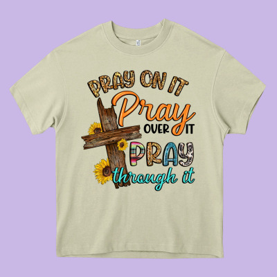 Pray On It Pray Over It Pray Through It Heavy Core Tee Designed By Artiststas