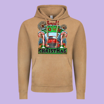 Small Town Christmas Vintage Hoodie Designed By Cowgirlartshop