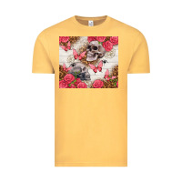 Vintage Mustard skulls and roses tumbler Vintage Tee - TumblerDesignByShophia